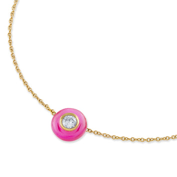 Belle Ciambelle Pendant in 14K Gold and Fuscia Topaz