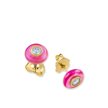 Belle Ciambelle Studs in 14K Gold and Fuscia Topaz